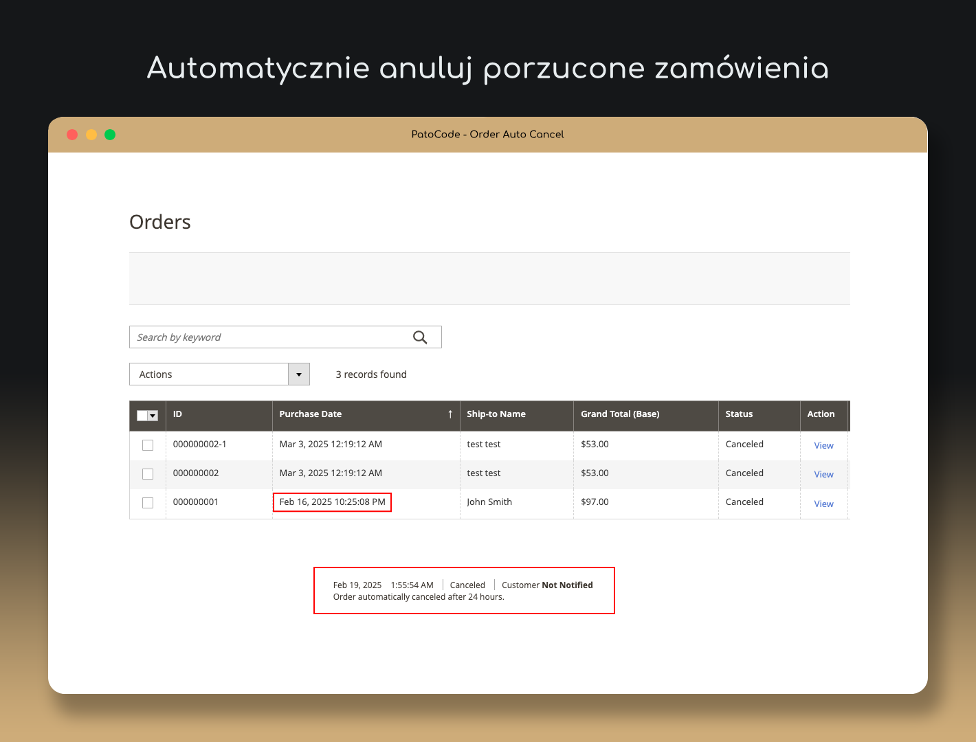 Order Auto Cancel